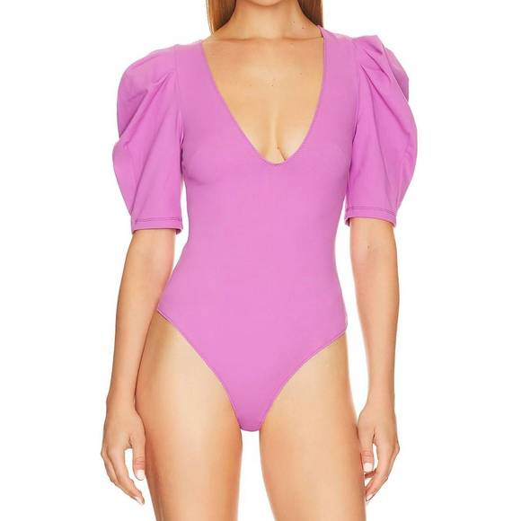NEW FREE PEOPLE va va voop bodysuit in wildberry - Picture 2 of 4